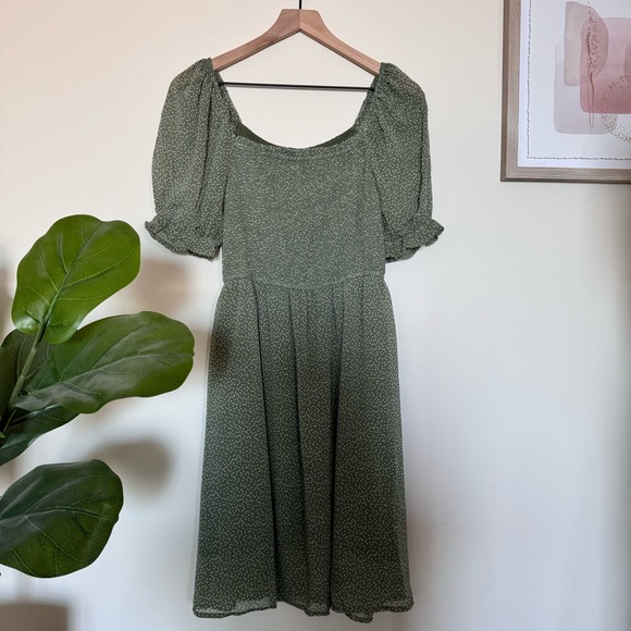 Sage Green Mini Dress - Picture 1 of 5